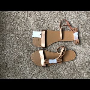Tan lace up sandals